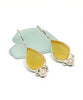 Amber Sea Glass Teardrop with Pearl Earrings