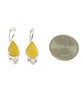 Amber Sea Glass Teardrop with Pearl Earrings
