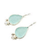 Aqua Teardrop Sea Glass with Pearl Earrings