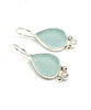 Aqua Teardrop Sea Glass with Pearl Earrings