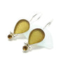Dark Amber Teardrop Sea Glass with Faceted Citrine Earrings