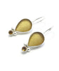 Dark Amber Teardrop Sea Glass with Faceted Citrine Earrings