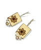 Simple Brown Flower Vintage Pottery with White Pearl Single Drop Earrings