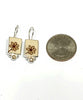 Simple Brown Flower Vintage Pottery with White Pearl Single Drop Earrings