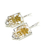 Gold Flowers Vintage Pottery and Pearl Single Drop Earrings