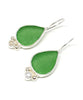 Green Teardrop Sea Glass with Pearl Earrings