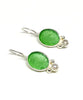 Small Oval Green Sea Glass with Pearl Earrings