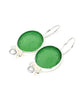 Oval Green Sea Glass with Pearl Earrings