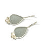 Light Gray Teardrop Sea Glass with Pearl Earrings