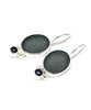 Dark Gray Sea Glass with Pearl Earrings