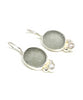 Light Gray Oval Sea Glass with Pearl Earrings