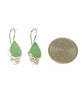 Light Green Teardrop Sea Glass with Pearl Earrings