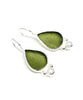 Olive Green Sea Glass with Pearl Earrings