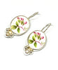 Delicate Pink Flower Vintage Pottery with White Pearl Single Drop Earrings
