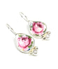 Pink Rose Vintage Pottery and Pearl Single Drop Earrings