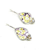 Yellow Flowers Vintage Pottery and Pearl Single Drop Earrings