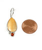 Orange Colored Mother of Pearl with Carnelian Stones Single Drop Earrings