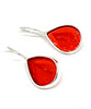 Clear Tomato Red Stained Glass Tear Drop Shaped Single Drop Earrings