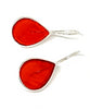 Clear Tomato Red Stained Glass Tear Drop Shaped Single Drop Earrings
