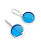 Round Clear Turquoise Stained Glass Single Drop Earrings