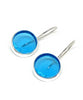 Round Clear Turquoise Stained Glass Single Drop Earrings
