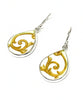 Gold & White Vintage Pottery Tear Drop Single Earrings