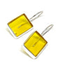 Clear Yellow Rectangle Stained Glass Single Drop Earrings