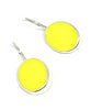 Bright Yellow Oval Stained Glass Single Drop Earrings