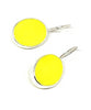 Bright Yellow Oval Stained Glass Single Drop Earrings