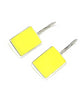 Bright Yellow Rectangle Stained Glass Single Drop Earrings