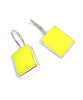 Bright Yellow Rectangle Stained Glass Single Drop Earrings