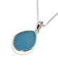 Aqua Sea Glass Single Pendant on Silver Chain