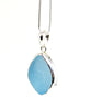Aqua Sea Glass Single Pendant on Silver Chain