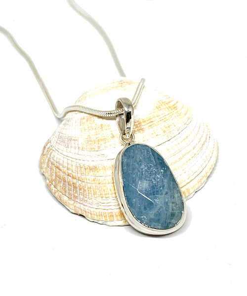 Faceted Amazonite Pendant on Sterling Silver Chain