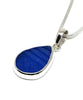 Small Textured Blue Sea Glass Single Pendant on Silver Chain