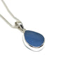 Small Corn Flower Blue Sea Glass Single Pendant on Silver Chain