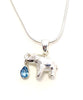 Sterling Elephant & Faceted Blue Topaz Pendant on Silver Chain