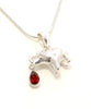 Sterling Elephant & Faceted Garnet Pendant on Silver Chain