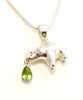 Elephant & Faceted Peridot Pendant on Silver Chain