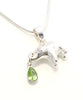 Elephant & Faceted Peridot Pendant on Silver Chain
