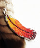 Orange, Rust and Red Fused Beaded Feather Pendant on Sterling Silver Chain