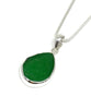 Dark Green Sea Glass Single Pendant on Silver Chain