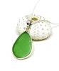 Small Green Sea Glass Single Pendant on Delicate Silver Chain