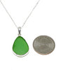 Small Green Sea Glass Single Pendant on Delicate Silver Chain