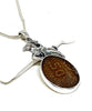 Horse & Rider Cast Toy with Textured 50 Brown Sea Glass Pendant on Silver Chain