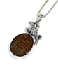 Horse & Rider Cast Toy with Textured 50 Brown Sea Glass Pendant on Silver Chain