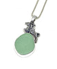 Horse & Rider Cast Toy with Aqua Sea Glass Pendant on Silver Chain