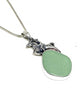 Horse & Rider Cast Toy with Aqua Sea Glass Pendant on Silver Chain