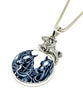 Horse & Rider cast Toy with Blue and White Vintage Pottery Pendant