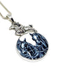 Horse & Rider cast Toy with Blue and White Vintage Pottery Pendant